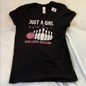 Just a Girl Who Loves Bowling Graphic T-Shirt (Youth L)